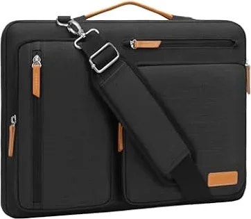 MOSISO 360 Protective Laptop Shoulder Bag 15.6 inch,15-16 inch Laptop Bag | Compatible with MacBook Pro 16 inch, HP, Dell, Lenovo, Asus, Side Open Messenger Bag with 4 Zipper Pockets, Black