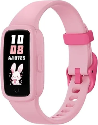 BIGGERFIVE Vigor Kids Fitness Tracker Watch AMOLED Screen, 3ATM Waterproof | No Phone Needed, Pedometer, Heart Rate, Sleep Monitor, Vibrating Alarm, 10 Sport Modes, E-Pet for Girls Age 4-12, Pink