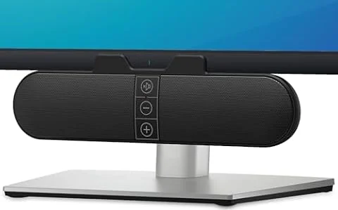 Computer Speakers for Desktop PC Monitor, USB Plug-in, Wired, Computer Soundbar for PC, Laptop Speakers with Adaptive-Channel-Switching, Loud Sound, Deep Bass, USB C Adapter, Easy to Clip on Monitor