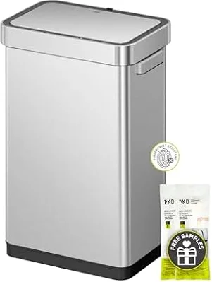 EKO 13.2 Gallon Touchless Motion Sensor Kitchen Trash Can, Matte Stainless