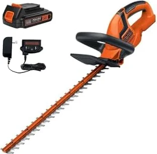 BLACK+DECKER 20V MAX Cordless Hedge Trimmer, Battery and Charger Included, 22 Inch Steel Blade Lightweight Bush Trimmer, Soft Grip, Less Vibration (LHT2220)