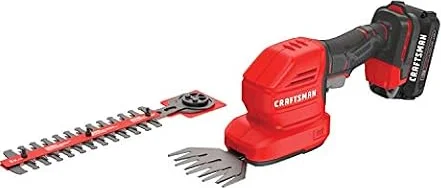 CRAFTSMAN V20 4 In. Cordless Handheld Grass Trimmer and 8 In. Mini Hedge Trimmer, Battery and Charger Included, Rechargeable 2 in 1 Grass Shear and Bush Trimmer (CMCSS800C1)