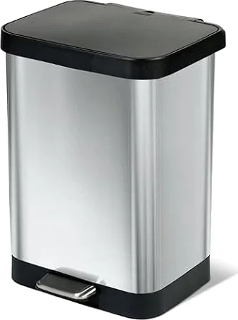 Glad Stainless Steel Trash Can with Clorox Odor Protection, 13 Gallon