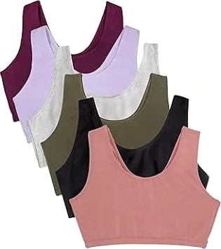 Fruit of the Loom Women's Wireless Cotton Tank Sports Bra Multi-Pack