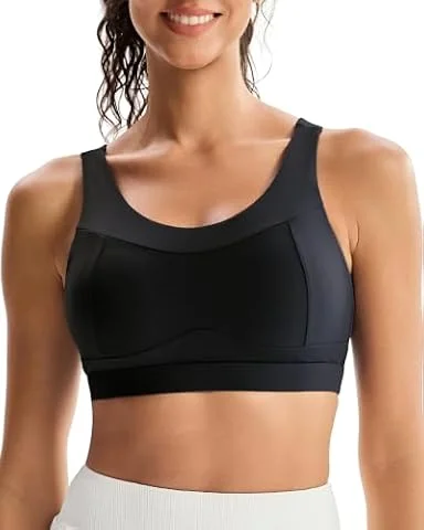 RUNNING GIRL High Impact Sports Bras for Women,Racerback Bra Workout Crop Tops for Women(WX2667 Black,M)