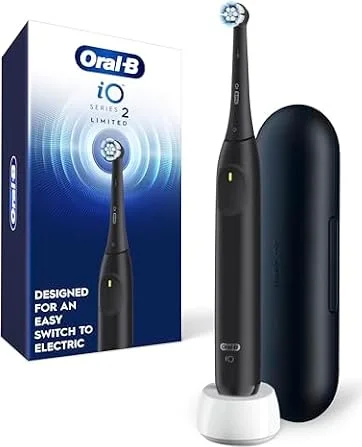 Oral-B iO Series 2 Limited Simple Clean Rechargeable Electric Toothbrush for Adults, Night Black, 3 Modes, Automatic Pressure Sensor for Gum Care, Travel Case