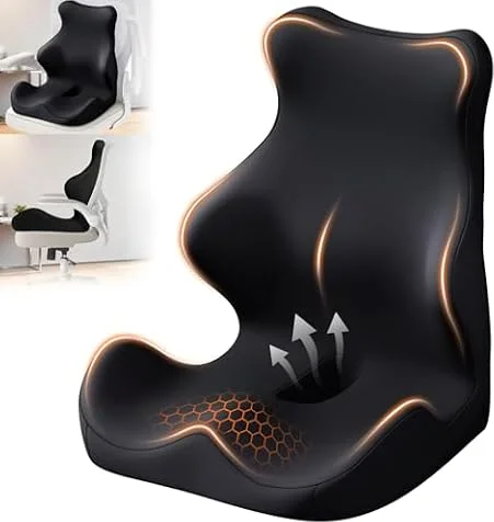 Seat Cushion with Back Support,Lumbar Support Pillow for Office Chair,office chair cushion for Sciatica and Hemorrhoid Relief,Tailbone Pain，Memory Foam Seat Cushion with L-Shaped Ergonomic Design