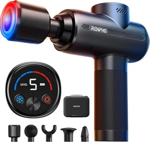 RENPHO Active Thermacool 2 Massage Gun with Intuitive Heat and Cold Control | VA Display Handheld Percussion 10mm Deep Tissue Massager for Neck Back Muscle, FSA Eligible Gift for Men Women Athletes HSA