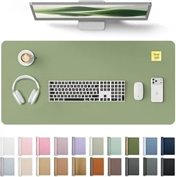 YSAGi Leather Desk Protector, Office Mat, Large Mouse Mat, Non-Slip PU Leather Blotter, Laptop Desk Mat, Waterproof Writing Pad for Office and Home (Bamboo Green, 31.5" x 15.8")
