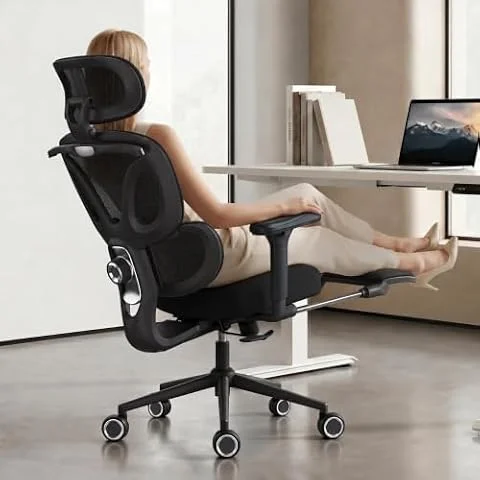 Ergonomic Office Desk Chair with Footrest, 2D Lumbar, 3D Arms & Headrest | Designed for Long Hours, 350 lb Capacity, Back Pain Relief, 3-Position Tilt Lock, BIFMA-Tested, 90-Day Returns, 24/7 Support
