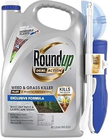 Roundup Dual Action Weed & Grass Killer + 4 Mo. Preventer, Wand, 1.33 gal.