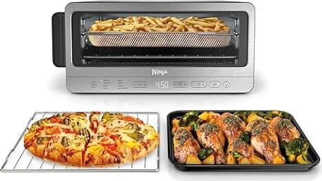 Ninja® Flip Toaster Oven & Air Fryer, Large Capacity, Stainless, SP151 | Stores Upright to Free Counter Space, Family Meals for Four in About 20 Minutes, Uses Less Power than a Standard Oven