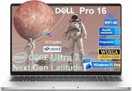 Dell Pro 16 Premium Business Laptop | Next Gen Ultra 7 255U(12 Core/5.2GHz) | 16" WUXGA PC with AI Copilot,16GB DDR5 RAM, 512GB SSD, Backlit KB, Fingerprint, WiFi 6E, Win 11 Pro for Business Productivity