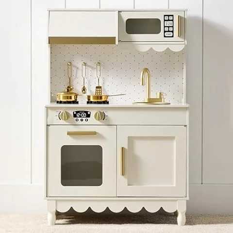 Best Choice Products Kids Wooden Cottage Play Kitchen for Toddlers, Cream