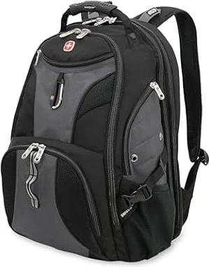 SwissGear 1900 ScanSmart Laptop Backpack, Fits Most 17-Inch Laptops, TSA-Friendly Lay-Flat Design, RFID Protection, and Tablet Pocket, Black/Grey, 31L, 18.5-Inch