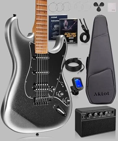AKLOT Solid-Body Electric Guitar Kit with Amp, Adult Beginner to Advanced