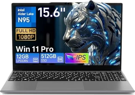 2026 15.6" FHD Windows 11 Pro Traditional Laptop Computer, Intel 12th Gen N95 (Up to 3.4GHz), 12GB RAM 512GB SSD for Business Office Student School College, Notebook, Laptop Lightweight Portable