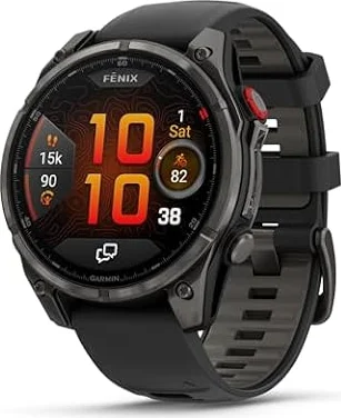 Garmin fēnix® 8 Pro, 51mm, Sapphire, DLC Titanium, Black/Pebble Gray | Premium Multisport Smartwatch, inReach® Technology, AMOLED Display, Built-In Flashlight, Dive-Rated, Built-In Speakers & Mic