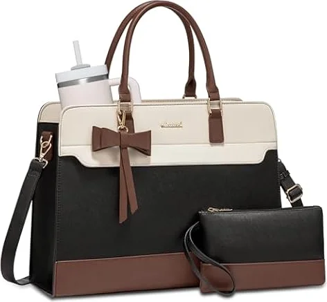 LOVEVOOK Laptop Tote Bag for Women,Leather Work Bag, Waterproof Business Teacher Bag,Large Computer Handbag Purse Briefcase,Office Gifts for Women
