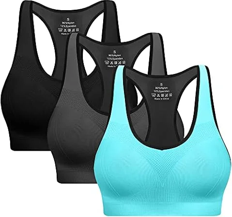 Racerback Sports Bras for Women with Pads - High Impact Athletic Tank Tops for Yoga and Workout Brassieres Bra