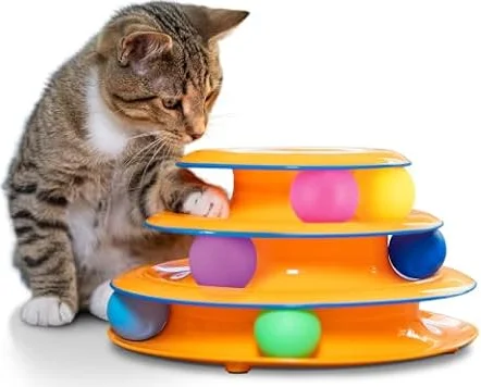 Catstages Tower of Tracks Interactive Cat Toy, 6 Spinning Balls, 10" x 5.3"