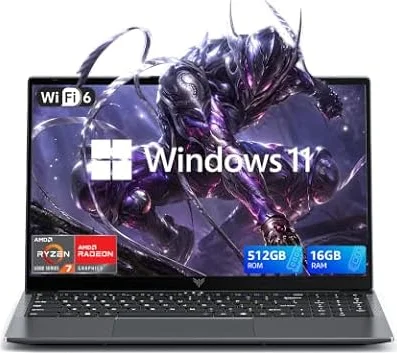 Light Gaming Laptop, ΑΜD Ryzen 7 5700U(Up to 4.3GHz), 16GB RAM 512GB SSD | 2026 Laptop Computer (8C/16T), 15.6 Inch Laptop, WiFi 6, BT5.2, HDMI Type-C USB 3.2, Numeric KB