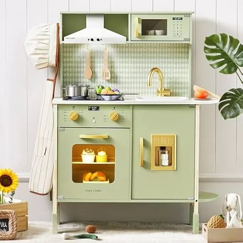 Tiny Land Play Kitchen for Kids – Real Lights, Sounds & Adjustable Height