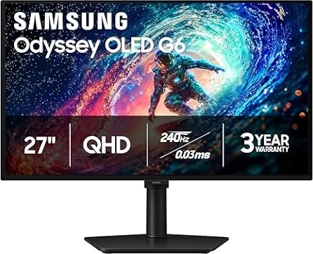 Samsung 27" Odyssey OLED G6 (G61SH) QD-OLED, QHD (1440P) Gaming Monitor