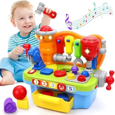 Toys for 1 Year Old Boy, Musical Toy Tool Bench, 1 2 3 Years old Boy Gifts