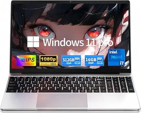 MOONFISH 2026 Laptop Computer Windows 11 Core i7 Lap Top Office 365 Include | 16GB RAM 512GB SSD, 15.6 Inch FHD IPS, Backlit Keyboard, Gaming, Traditional, Business, Work, Student, Kid
