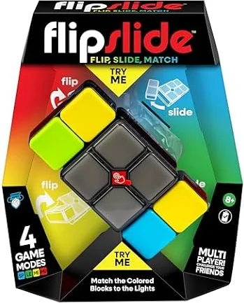 Moose Games Flipslide, Handheld Puzzle Game, Travel Toy Ages 8-13 | 4 modes (Speed, Multiplayer, Level, Memory) fast-paced puzzle fun; travel game and great gift for boys and girls ages 8-13