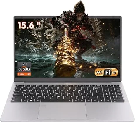 Auusda 2026 Traditional Laptop 15.6" for Ryzen 3 3250C CPU, Students & Work | WiFi 6, BT 5.3, Backlit Keyboard, Fingerprint, Privacy Camera, Dual USB Type-C, 8GB RAM, 512GB NVMe SSD, Silver