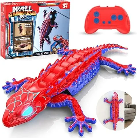Loueouv RC Wall Climbing Gecko, Rechargeable Remote Control Robot for Kids | 360° Rotating RC Stunt Car with Light, Wall Crawler Lizard Toys for 3-12 Year Old Boys Girls Kids Toys