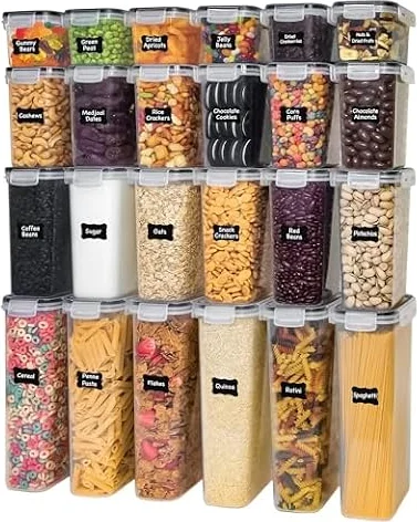 Freshware Airtight Food Storage Containers with Lids, 48 Piece Pantry Set | Pantry Organizers and Storage, Kitchen Storage Containers for Cereal, Flour, Pasta, Includes Labels, Marker, Measuring Cups