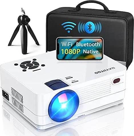 Native 1080P Projector with WiFi 6 and Two-Way Bluetooth, Full HD Video Projector for Outdoor Movies, 300" Display Projector 4k Home Theater, Compatible with iOS/Android/PC/XBox/PS4/TV Stick/HDMI/USB